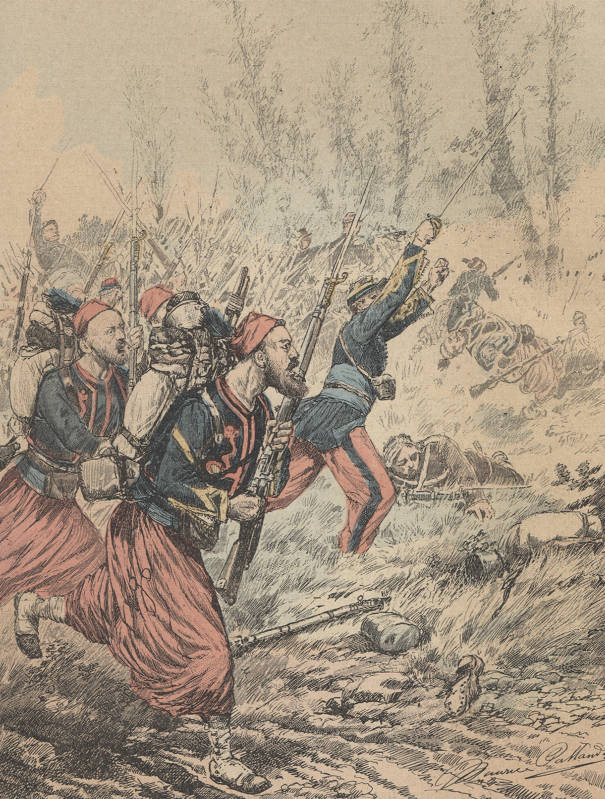 Zouaves à l'attaque durant la guerre franco-prussienne