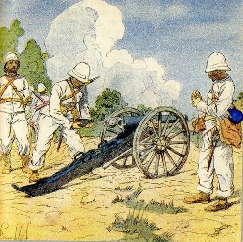 canon de 80 en batterie - Madagascar 1895