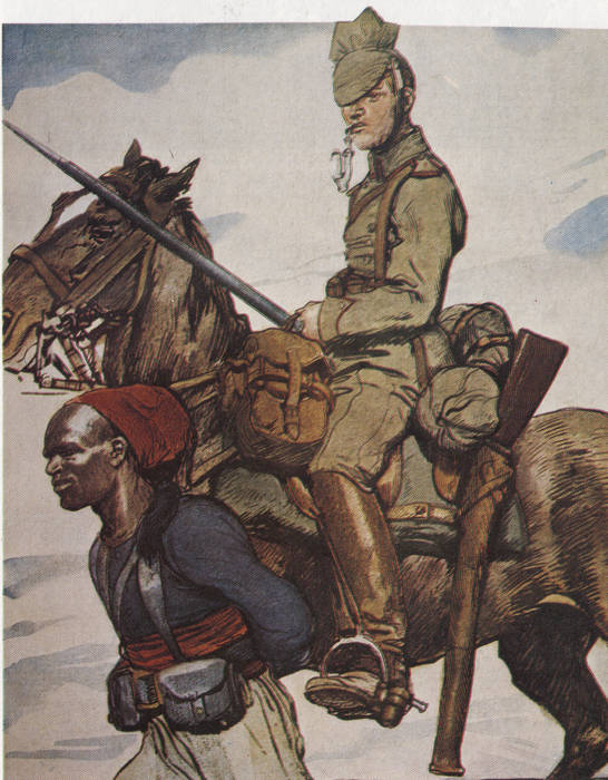 Uhlan avec son prisonnier colonial