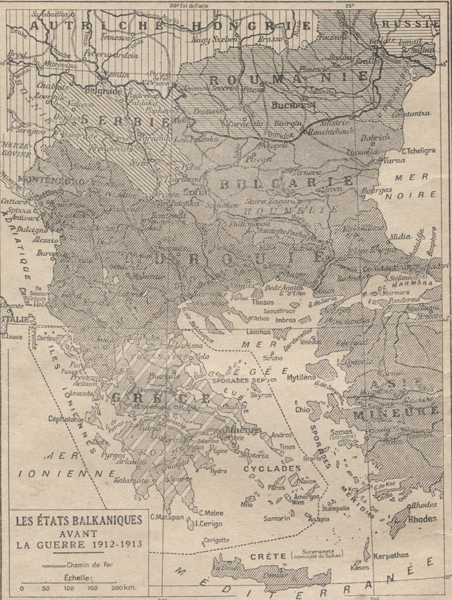 carte des balkans avant les guerres de 1912 et 1913