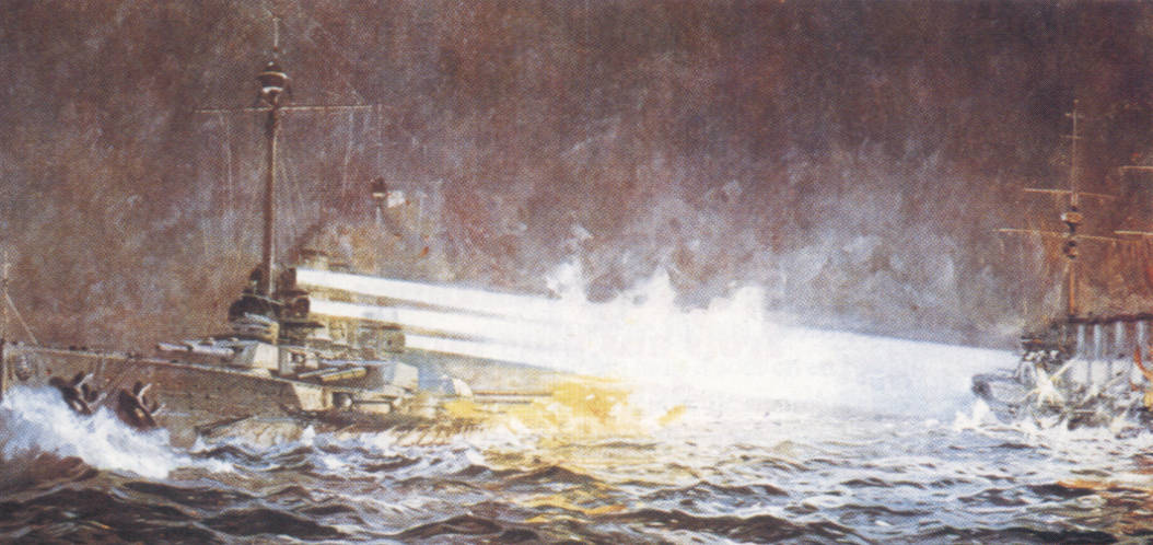 le Thuringen bombarde un navire anglais