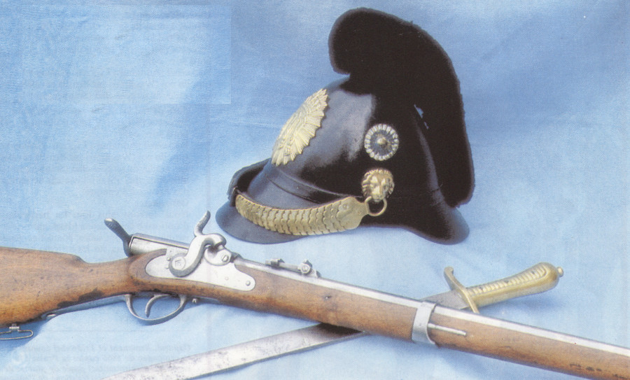 Casque et fusil bavarois 1870