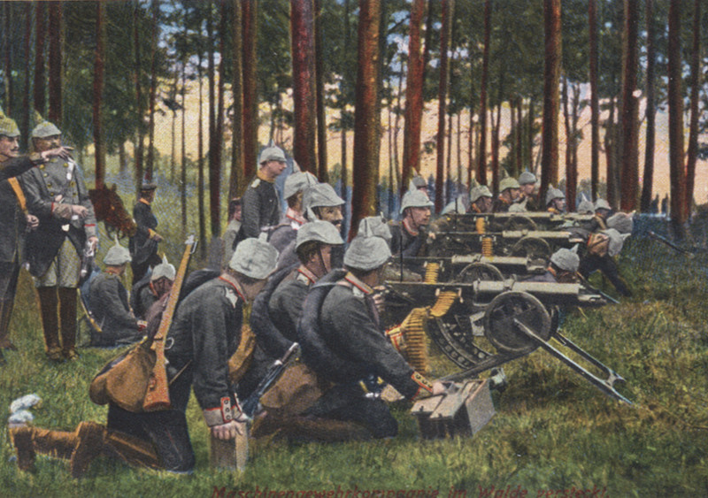 Groupe de mitrailleurs en manoeuvre avant 1914