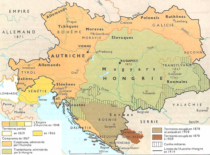 Carte de l'empire austro-hongrois