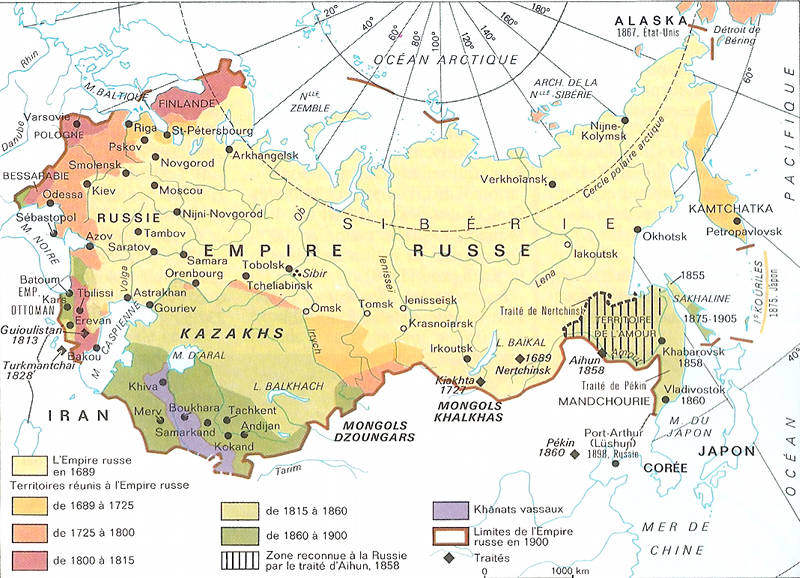 Carte de la formation de l'empire russe