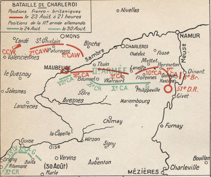 Carte de la bataille de Charleroi