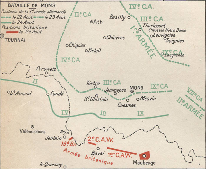 Carte de la bataille de Mons