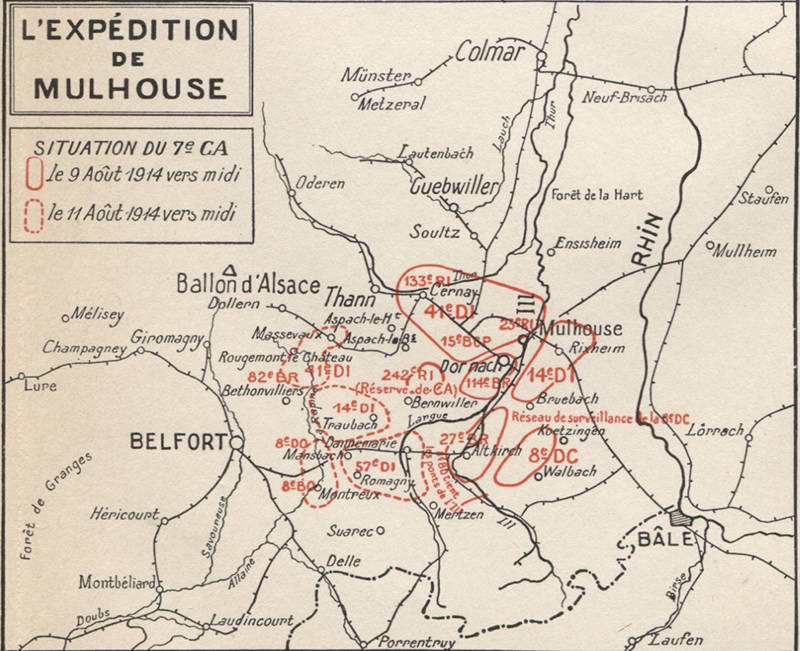 Carte de l'offensive en Alsace