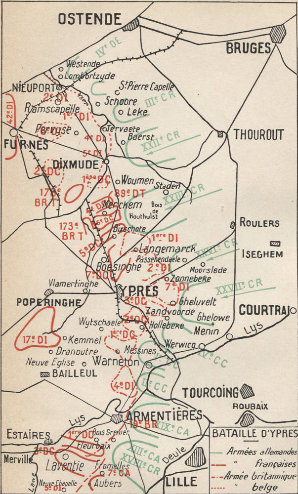 Carte de la bataille d'Ypres