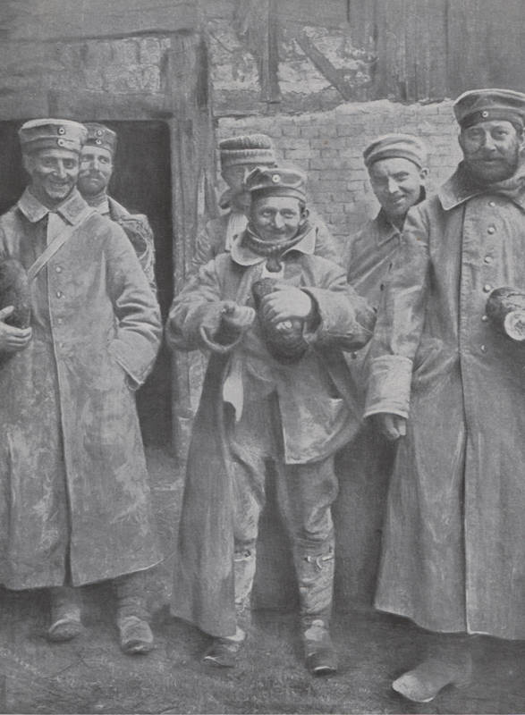 Prisonniers allemands ayant reçu leur pain