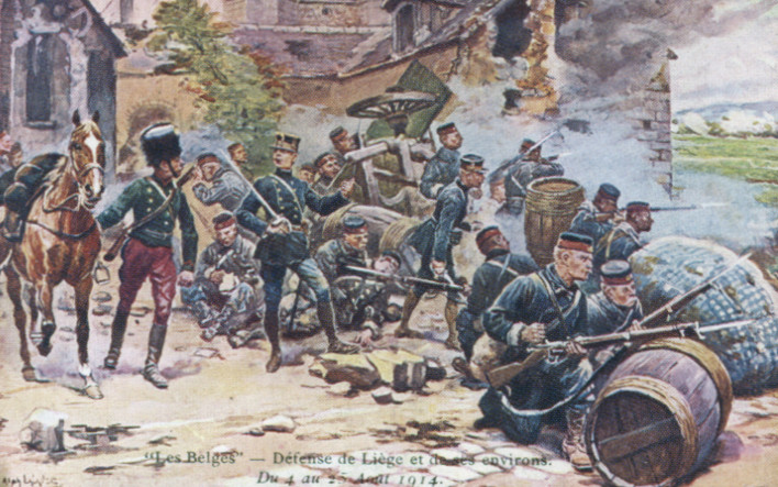 Soldats belges défendant les environs de Liège 1914