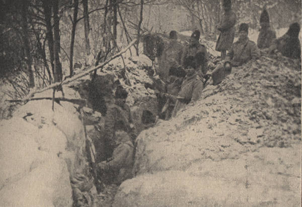 Soldats roumains dans une tranchée avancée