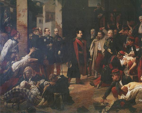 Napoléon III visite les blessés au soir de Solférino