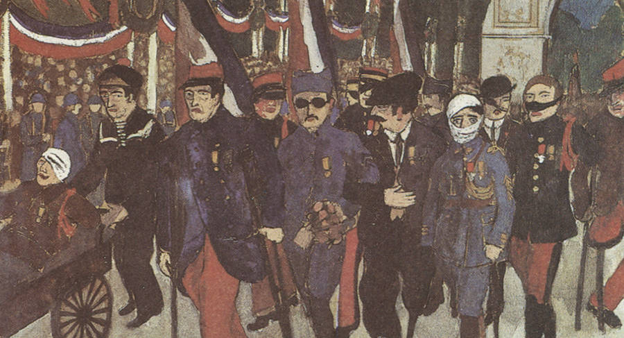 Mutilés en tête du défilé 14 juillet 1919